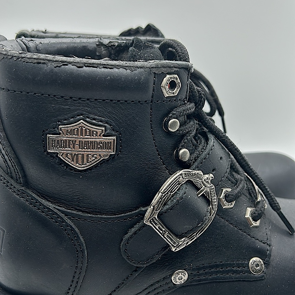 Harley-Davidson Sexy Black Leather Lace Up Moto Boots Shoes **Size 7** 🔥🔥 - Picture 3 of 11